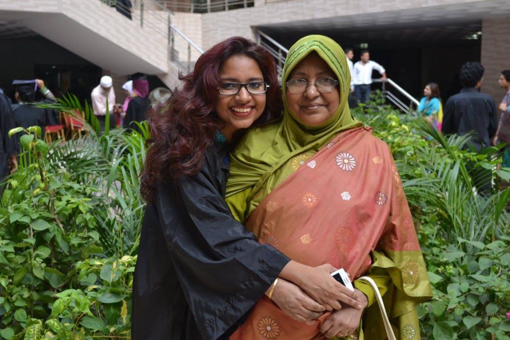 Celebrating undergrad graduation with her mother