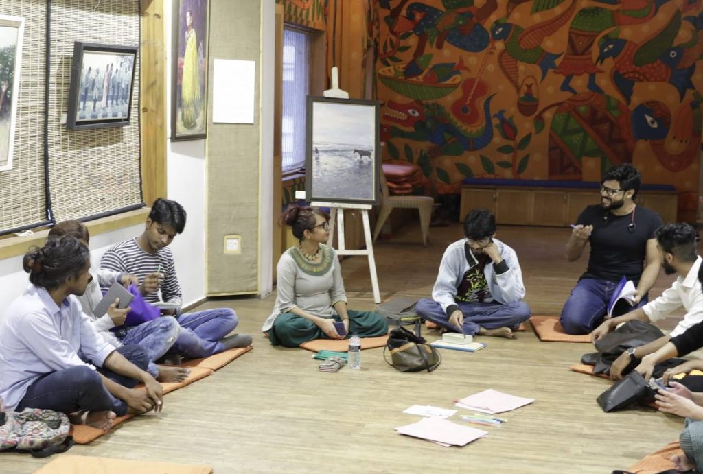 Facilitating a poetry workshop in Dhaka, Bangladesh