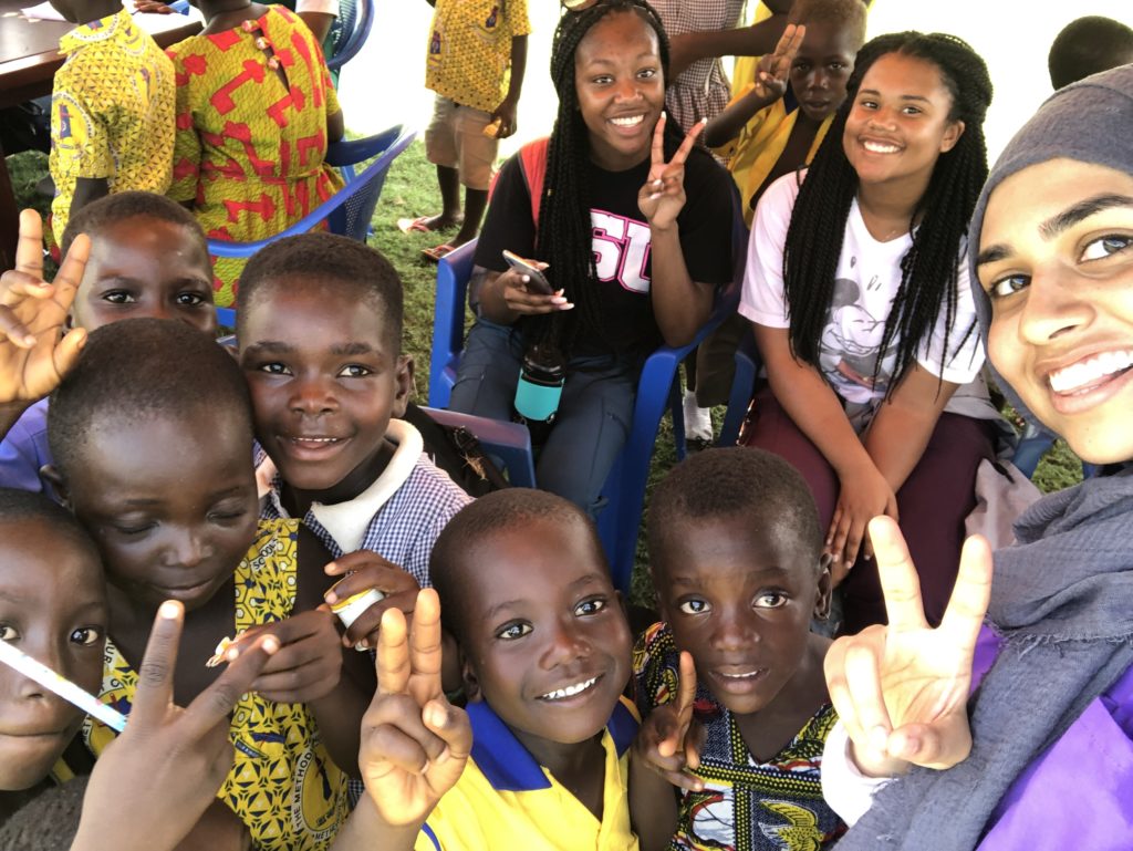 Mariam with a group of kids in Ghana