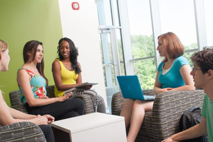 group of students talking