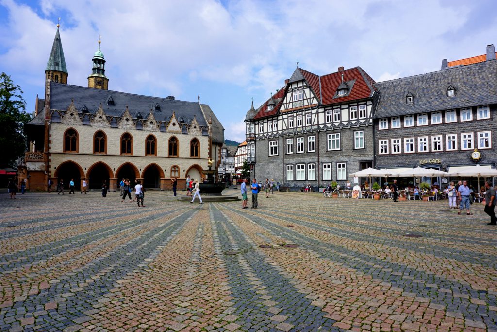 german square with traditional buildings