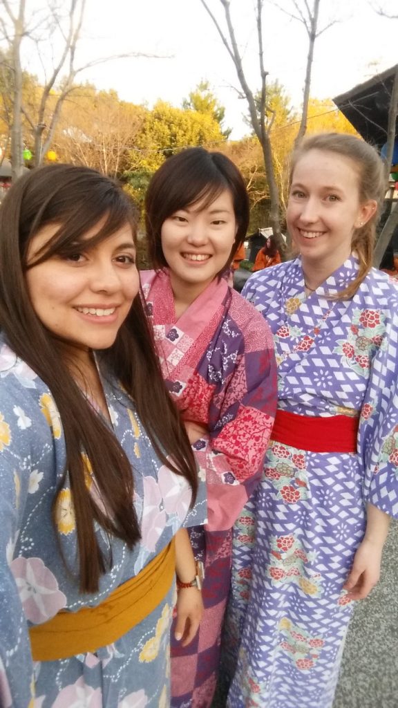 three women in kimonos