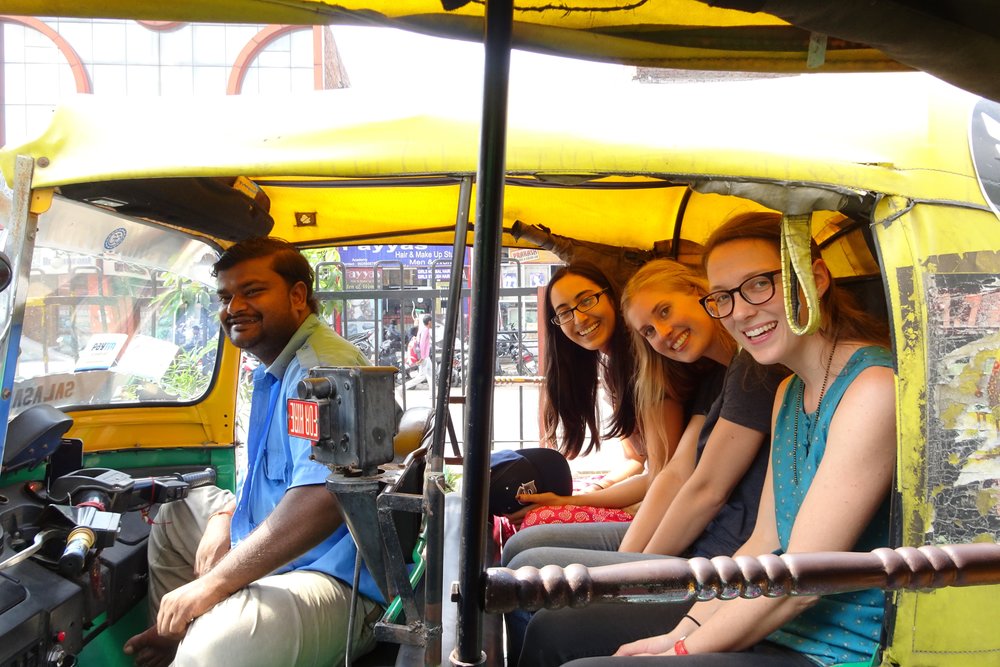 group of students in rickshaw