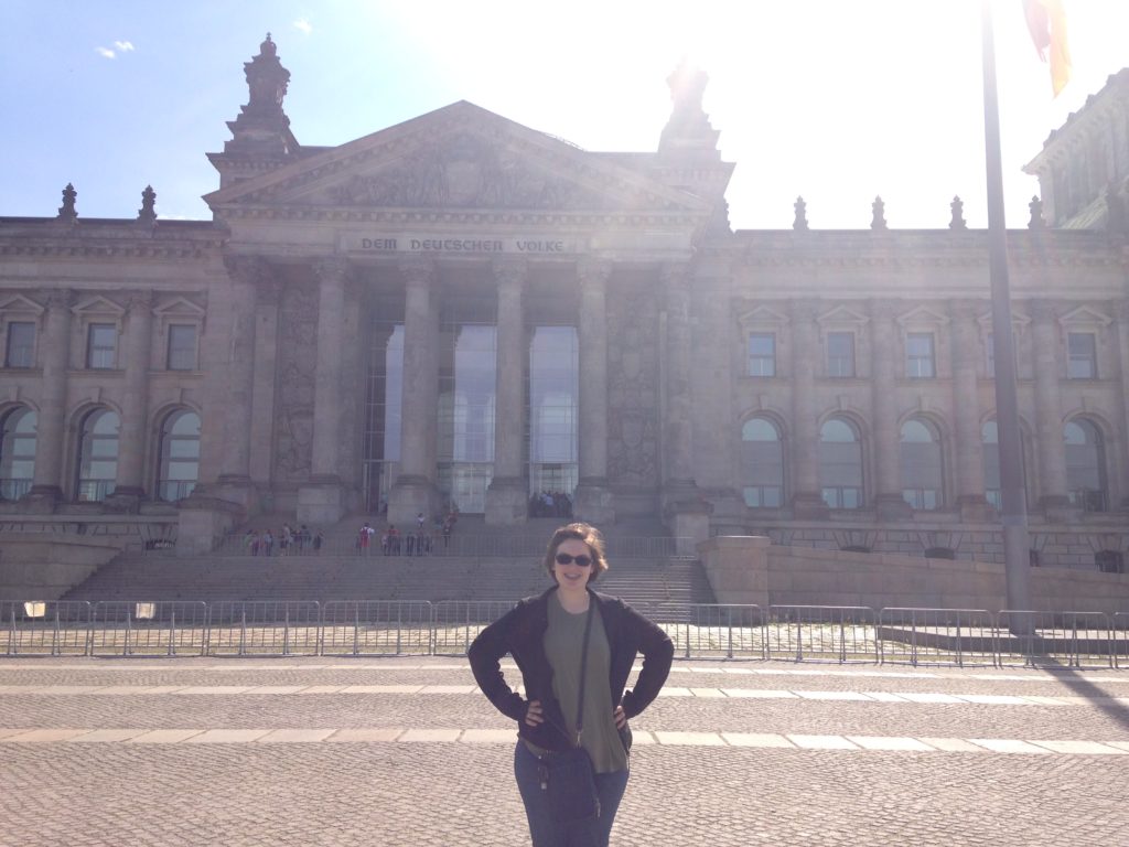 Kaylee in front of a german building