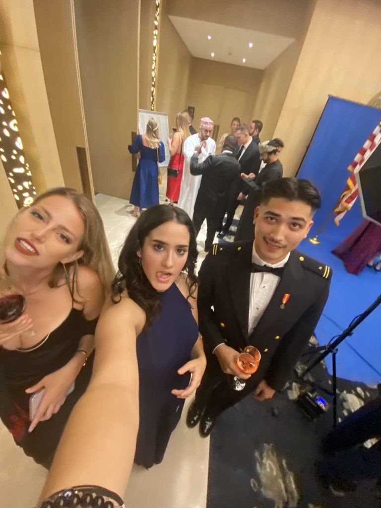 A selfie of Isabelle with her friends at the Marine Ball. 
